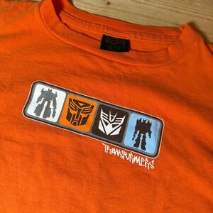 Vintage Transformers Shirt Mens M Orange Graphic Tee Made in USA single  stitch